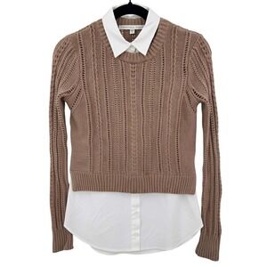 Veronica Beard Brown Cable Knit Sweater